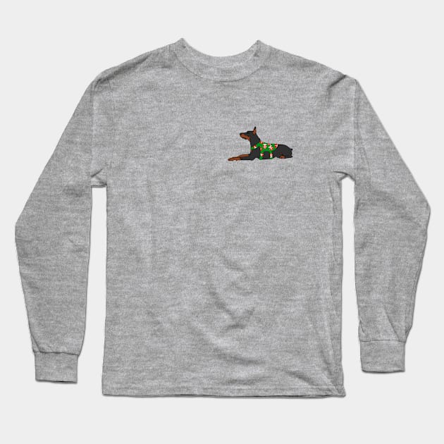 Holiday Doberman Long Sleeve T-Shirt by Art by Lex